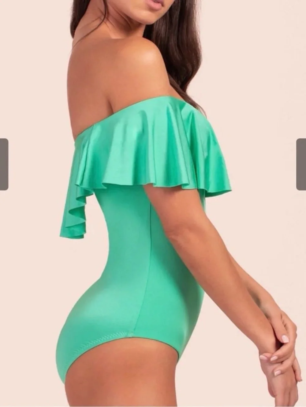 Trina Turk Monaco Off-the-Shoulder Ruffle Bandeau One-Piece Swimsuit Size 8